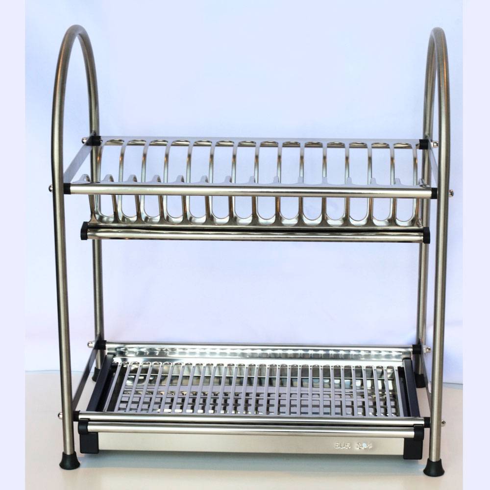 High Quality Stainless Steel 2 Tiers Kitchen Sinkware Dish Rack